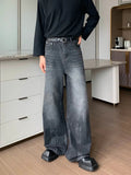 Ouzey Washed Gradient Straight-leg Wide-leg Jeans