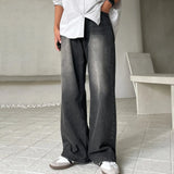 Ouzey Washed Wide-leg Straight-leg Jeans