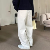 Ouzey White Straight Wide-leg Pants