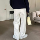 Ouzey White Straight Wide-leg Pants