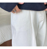 Ouzey White Straight Wide-leg Pants