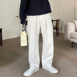 Ouzey White Straight Wide-leg Pants