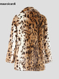 Ouzey Spring Winter Multicolored Colorful Leopard Print Thick Warm Faux Fur Jacket Women Chic Luxury Designer Clothes 2025