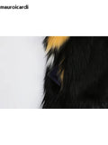 Ouzey Winter Colorful Multicolored Thick Warm Shaggy Hairy Maxi Faux Fur Coat Women Sashes Chic Long Furry Overcoat 2025