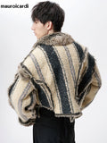 Ouzey Autumn Winter Oversized Cool Thick Warm Reversible Fluffy Jacket Faux Fur Coat Men Luxury Runway European Fashion