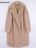 Ouzey Spring Winter Long Oversized Thick Warm Soft Fuzzy Fluffy Faux Fur Coat Women with Sashes Loose Furry Overcoat 2025