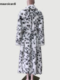 Ouzey Winter Extra Long Thick Warm Shaggy Colorful Hairy Soft Fluffy Faux Fur Coat Women Sashes Luxury Maxi Furry Overcoat