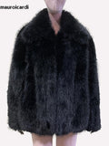 Ouzey Winter Oversized Soft Thickened Warm Black Hairy Shaggy Faux Fur Coat Women Turn-down Collar Fluffy Jacket Cardigan