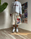 Ouzey Hip-hop Trend Brand Streetwear Five-quarter Pants Gothic Punk Anime Print Baggy Jeans Men Y2K Harajuku Fashion Casual Shorts