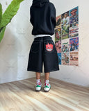 Ouzey Hip-hop Trend Brand Streetwear Five-quarter Pants Gothic Punk Anime Print Baggy Jeans Men Y2K Harajuku Fashion Casual Shorts