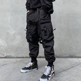 Ouzey Techwear Casual Elastic Waist Cargo Pants