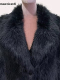 Ouzey Spring Winter Loose Casual Black Thickened Warm Soft Hairy Faux Sheepskin Coat Women Luxury Fluffy Shearling Jacket