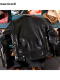 Ouzey Autumn Cool Handsome Short Black Hard Pu Leather Biker Moto Jacket Men Luxury Designer American Retro Clothing 2025