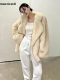 Ouzey Spring Winter Loose Casual Thick Warm Soft Hairy Shaggy Faux Fur Coat Women Luxury Fluffy Jacket Furry Cardigan 2025