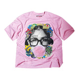 Ouzey 2024 Trendy Streetwear American Retro Spoof Portrait Print Oversized T-shirt Y2K Harajuku Rock Punk Style Pure Cotton Casual Top