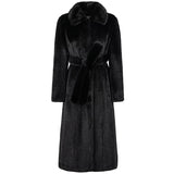 Ouzey Autumn Winter Long Black Fitted Thick Warm Soft Faux Mink Fur Coat Women Turn-down Collar Fluffy Furry Overcoat 2025