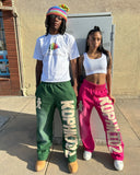 Ouzey dandys world Hip-hop letters high-quality elastic waisted baggy straight pants for women y2k American street niche popular couple sweatpants