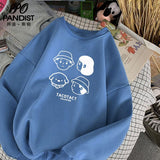 Ouzey Round neck sweatshirt for men and women in spring and autumn youth ins apricot hooded loose couple printed tops men clothing