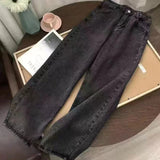 Ouzey dandys world Classic Vintage Straight PantsY2k Baggy Letter Print Women Jeans High Street Casual Trousers Punk Style Wide Leg Pants Gothic