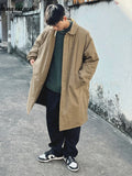 Ouzey Spring Autumn Oversized Long Thickened Warm Khaki Balmacaan Trench Coat Men Single Breasted Chic Unisex Clothes 2025