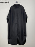 Ouzey Spring Autumn Long Cool Oversized Waterproof Black Trench Coats Men with Back Slit Single Breasted Loose Outerwear