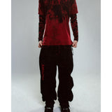 Ouzey Gothic Red Pattern Embroidered High Quality graphic Jeans for men clothing Hip Hop Street Wear Trendy Y2K Casual baggy Sweatpant