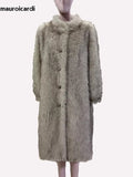 Ouzey Winter Long Thick Warm Hairy Shaggy Soft Faux Tuscan Fur Coat Women Single Breasted Luxury Fluffy Furry Overcoat