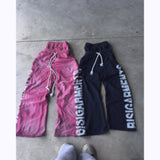 Ouzey 2025 couple drawstring sweatpants Y2K retro high-end jogging drawstring sweatpants  trousers casual personality street wear