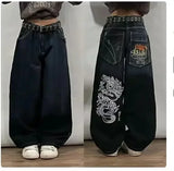 Ouzey dandys world Y2K New American Hip-hop Retro Loose Jeans Women's Tide Harajuku High Waist Wide leg Pants Gothic Wide Pants Street Pants Male