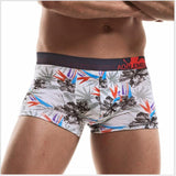 Ouzey 2024 Personality trend boxers, modal print boxers, men's underwear, breathable and comfortable mid-waist pants