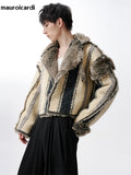 Ouzey Autumn Winter Oversized Cool Thick Warm Reversible Fluffy Jacket Faux Fur Coat Men Luxury Runway European Fashion