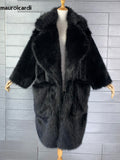 Ouzey Winter Long Black Oversized Shaggy Warm Fluffy Faux Fur Coat Women Pockets Loose Casual Luxury Korean Fashion 2025