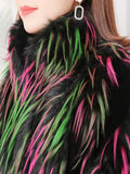 Ouzey Winter Long Colorful Thick Warm Hairy Shaggy Faux Fur Coat Women Stand Collar Elegant Luxury Designer Clothes 2025