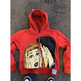 Ouzey 2025 Women's Hoodie Gothic Personalized Print Hoodie Anime Casual Loose Oversized Long Sleeve Zipper Top Korean Street Wear