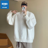 Ouzey American retro mohair sweater men's autumn and winter high-end coat sweater loose lazy style women clothing y2k tops emo