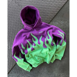 Ouzey Geometric Flame Pattern Print Trendy Aesthetic Street Long Sleeve Hoodies Women Fashion Y2K New Hip-Hop Rock Casual Sweatshirts