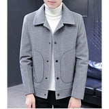 Ouzey 2024 Autumn and Winter Woolen Jacket Men's Fashion Solid Color Casual Business Windbreaker Thickened Warm Street Wear Coat