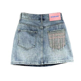 Ouzey Street Personality Pocket Stitching Star Denim Skirt Female Y2K Summer New Slim High Waist Hot Girl A-bag Hip Skirt Pants Skirt