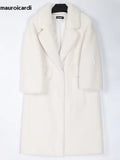 Ouzey Spring Winter White Faux Fur Coccon Coat Women with 3/4 Sleeve Warm Thick Black Loose Casual Soft Fluffy Jacket 2025