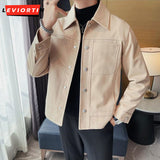 Ouzey 2024 Autumn and Winter New Men's Woolen Coat Slim Fit Large Polo Collar Single breasted Ruffle Shuai Casual Top Jacket S-4XL