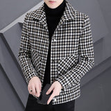 Ouzey 2024 Autumn Winter Plaid Woolen Jackets Men Korean Thickened and Warm Trench Coat Casual Business Social Streetwear Overcoat