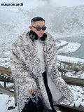 Ouzey Winter Long Colorful Thickened Warm Oversized Faux Fur Coat Men Runway European Fashion Luxury Designer Clothes 2025