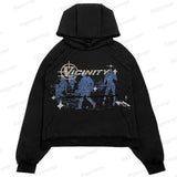 Ouzey 2023 Print Harajuku Street Embroidery Y2K American Retro Comic  Loose Hooded Sweater Loose Autumn Trend Sweater Couple Jacket