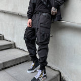 Ouzey Techwear Casual Elastic Waist Cargo Pants