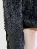 Ouzey Autumn Winter Short Black Thickened Warm Hairy Shaggy Pu leather Patchwork Faux Fox Fur Coat Women Fluffy Jacket