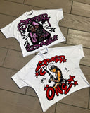 Ouzey 2024 New American Retro Street Graffiti Printed Oversized T-Shirt Hip-Hop Punk Trendy Brand Tops Men Casual Cotton Short Sleeves