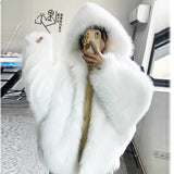 Ouzey Winter Oversized Black Warm Shaggy Hairy Faux Fox Fur Coat Women with Hood Bat Sleeved White Korean Fashion 2025