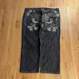 Ouzey 2025 Jeans Women Hip Hop Street Casual Wear High Waist Teen Straight Leg Wide Leg Pants Y2k Street Wear