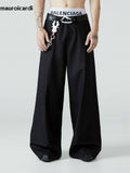 Ouzey Spring Autumn Long Loose Casual Baggy Flowy Soft Black Pleated Wide Leg Pants Men Luxury Designer Emo Clothing 2025