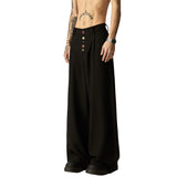 Ouzey Spring Autumn Long Loose Casual Black Baggy Wide Leg Pants Men with Colorful Buttons Luxury Designer Emo Clothing